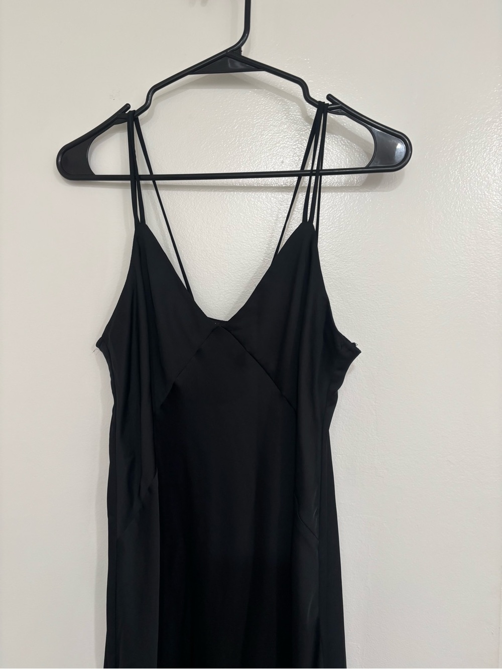 Zara Satin Long black dress with strap detail